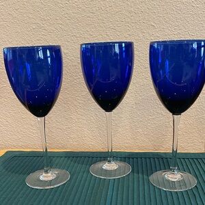 Set of Blue Wine Glasses